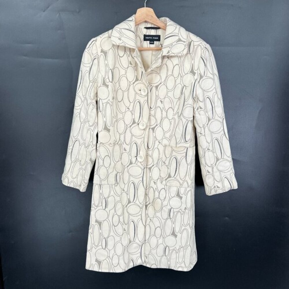 Hempel Woman retro mid-century atomic print wool trench coat jacket mod XS S